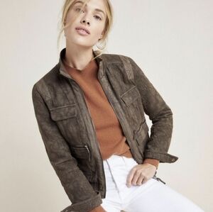 Anthropologie Marrakech Colby Jacquard Bomber Jacket Brown Zip Up Women's Size S